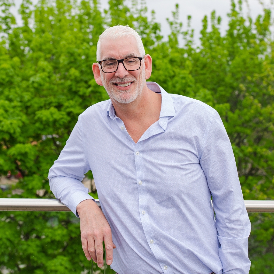 Matthew is pictured outside at the Circle Foods office.