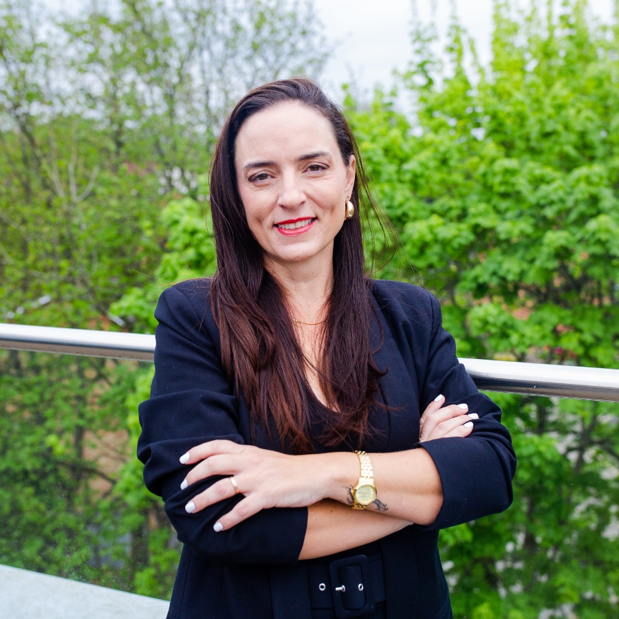 Gabriela is pictured outside at the Circle Foods office.